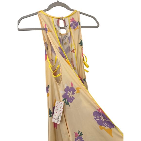 Free People Side Cut Out Flowy Floral Yellow Casual Dress Size Women's XS NWT - Picture 3 of 4
